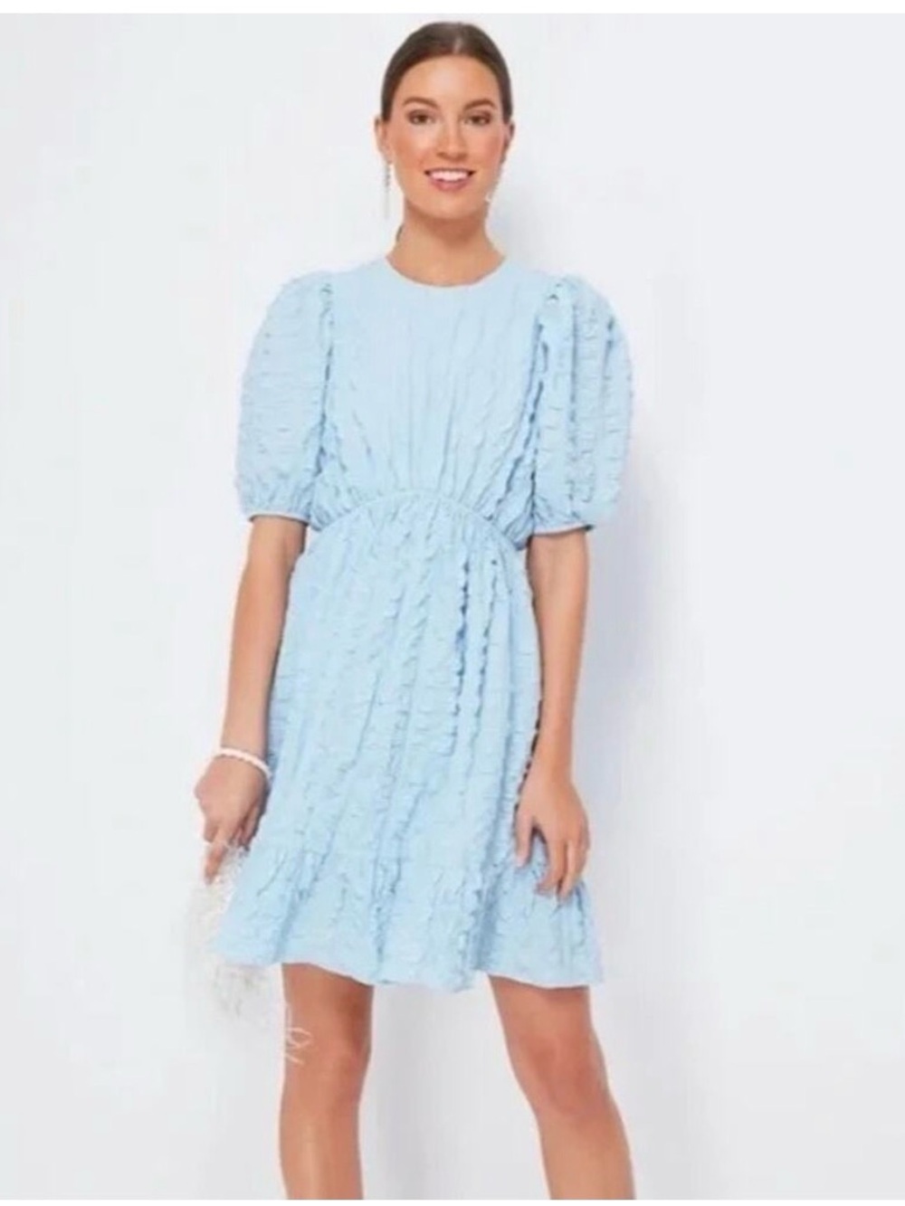 Hyacinth House Puff Sleeve Textured Mini Dress